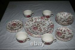 Johnson Brothers 20 Piece Dinner Service Rose Chintz Pink New Open Box China