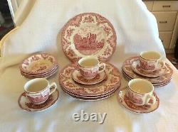 Johnson Brothers 20 Piece Pink Old Britain Castles Service for 4 Ships Free