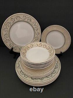 Johnson Brothers Acanthus Cream Dinnerware Set. 34 Pieces