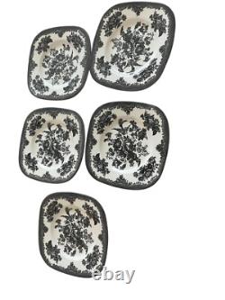 Johnson Brothers Asiatic Pheasant Black 7 3/4 Square Salad Plate Set of 5