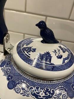 Johnson Brothers BLUE WILLOW Bird Whistling Tea Kettle Enamelware