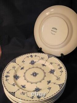 Johnson Brothers Blue Denmark 9.875 Dinner Plates S/6 England 2000-2014 DC'd