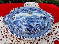 Johnson Brothers Blue WIllow AMERICA St Louis Kansas City Covered Vegetable Bowl