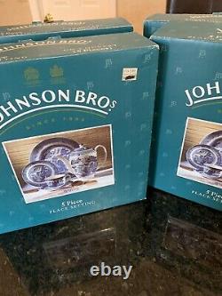 Johnson Brothers Blue Willow 5 Piece Place Set NEW IN THE BOX lot of 4
