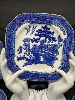 Johnson Brothers Blue Willow Earthenware 7 3/4 Square salad Plates set of 8