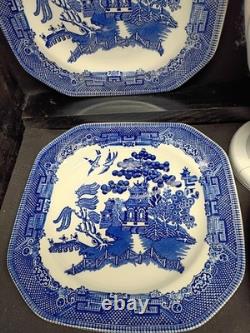 Johnson Brothers Blue Willow Earthenware 7 3/4 Square salad Plates set of 8