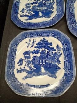 Johnson Brothers Blue Willow Earthenware 7 3/4 Square salad Plates set of 8