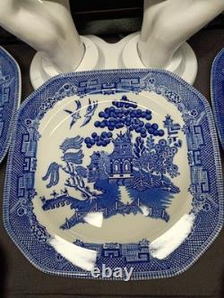 Johnson Brothers Blue Willow Earthenware 7 3/4 Square salad Plates set of 8