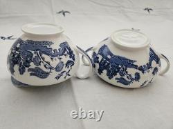 Johnson Brothers Blue Willow Pagoda Tea Pot Set 1883 Green Stamp All New