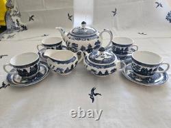 Johnson Brothers Blue Willow Tea Pot Set 13 Pc 1883 Green Stamp New In Box