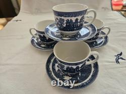 Johnson Brothers Blue Willow Tea Pot Set 13 Pc 1883 Green Stamp New In Box