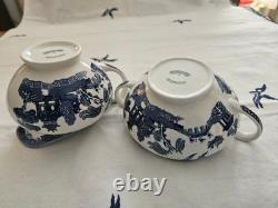 Johnson Brothers Blue Willow Tea Pot Set 13 Pc 1883 Green Stamp New In Box