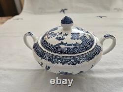 Johnson Brothers Blue Willow Tea Pot Set 13 Pc 1883 Green Stamp New In Box