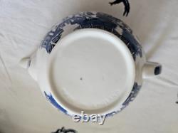 Johnson Brothers Blue Willow Vintage Pagoda Tea Pot Set Made In England New