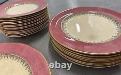 Johnson Brothers China JB298 Pink + Gold Art Deco Pattern 27 Pieces