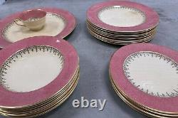 Johnson Brothers China JB298 Pink + Gold Art Deco Pattern 27 Pieces