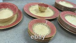 Johnson Brothers China JB298 Pink + Gold Art Deco Pattern 27 Pieces