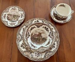 Johnson Brothers China Set OLD BRITAIN CASTLES Brown Multi Service for 10 Crown