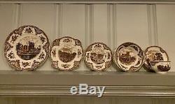 Johnson Brothers China Set OLD BRITAIN CASTLES Brown Multi Service for 10 Crown