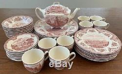 Johnson Brothers China Set OLD BRITAIN CASTLES Pink 41 Piece SERVICE for 8