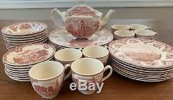 Johnson Brothers China Set OLD BRITAIN CASTLES Pink 41 Piece SERVICE for 8