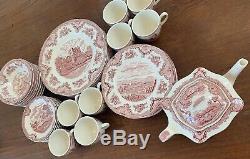 Johnson Brothers China Set OLD BRITAIN CASTLES Pink 41 Piece SERVICE for 8