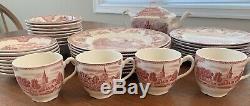 Johnson Brothers China Set OLD BRITAIN CASTLES Pink 41 Piece SERVICE for 8