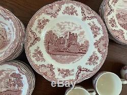 Johnson Brothers China Set OLD BRITAIN CASTLES Pink 41 Piece SERVICE for 8