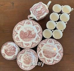 Johnson Brothers China Set OLD BRITAIN CASTLES Pink 41 Piece SERVICE for 8