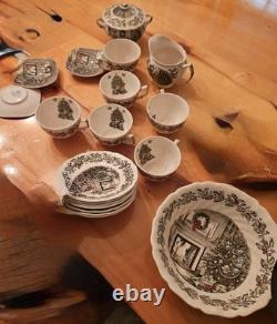 Johnson Brothers Christmas Engraving set. Serving bowls, creamer sugar bowl