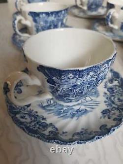 Johnson Brothers Coaching Scenes Blue Set 6 cups & saucers