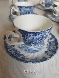 Johnson Brothers Coaching Scenes Blue Set 6 cups & saucers