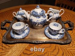 Johnson Brothers Coaching Scenes Tea Set Blue /White