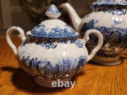 Johnson Brothers Coaching Scenes Tea Set Blue /White