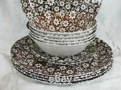Johnson Brothers Country Cupboard Brown 5 Dinner 2 Bread Plate & 5 Cereal Bowls