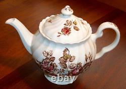 Johnson Brothers DEVON SPRAYS Brown/Multicolor Floral 4 Cup TEAPOT & LID Nice