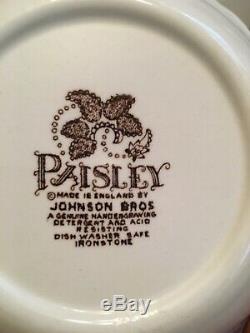 Johnson Brothers DISCONTINUED RARE Vintage Brown Paisley Dinnerware Set 44pcs