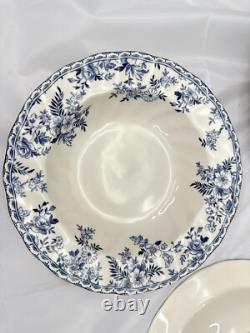 Johnson Brothers Devon Cottage Pasta Bowls Set of 8 Blue White Floral 8.75