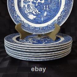Johnson Brothers England Blue Willow 10 1/4 Dinner Plate Set/8, EUC