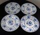 Johnson Brothers England Indies Blue & White Dinner Plates 9 3/4 Set Of 4