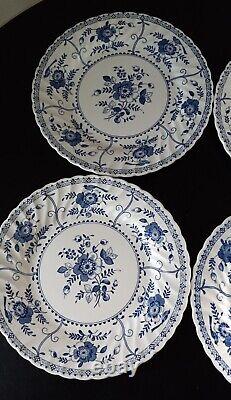 Johnson Brothers England Indies Blue & White Dinner Plates 9 3/4 set of 4