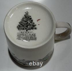 Johnson Brothers England MERRY CHRISTMAS Eggnog Punch Bowl Set With 8 Mug Cups