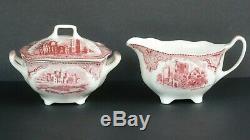 Johnson Brothers England Old Britain Castles Pink Teapot Creamer and Sugar Set