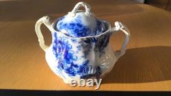 Johnson Brothers England Peach Flow Blue Covered Sugar Bowl With Unique Handles