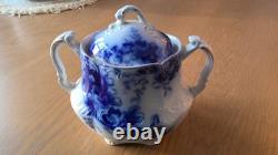 Johnson Brothers England Peach Flow Blue Covered Sugar Bowl With Unique Handles