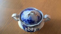 Johnson Brothers England Peach Flow Blue Covered Sugar Bowl With Unique Handles