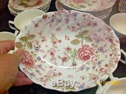 Johnson Brothers England Rose Chintz in Pink, China 35 Pc Dish Set Gorgeous