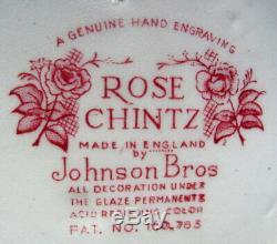 Johnson Brothers England Rose Chintz in Pink, China 59 Pc Set for 8 & Serving Pc