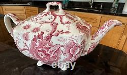 Johnson Brothers English Chippendale Red Pink Teapot Excellent