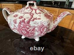 Johnson Brothers English Chippendale Red Pink Teapot Excellent